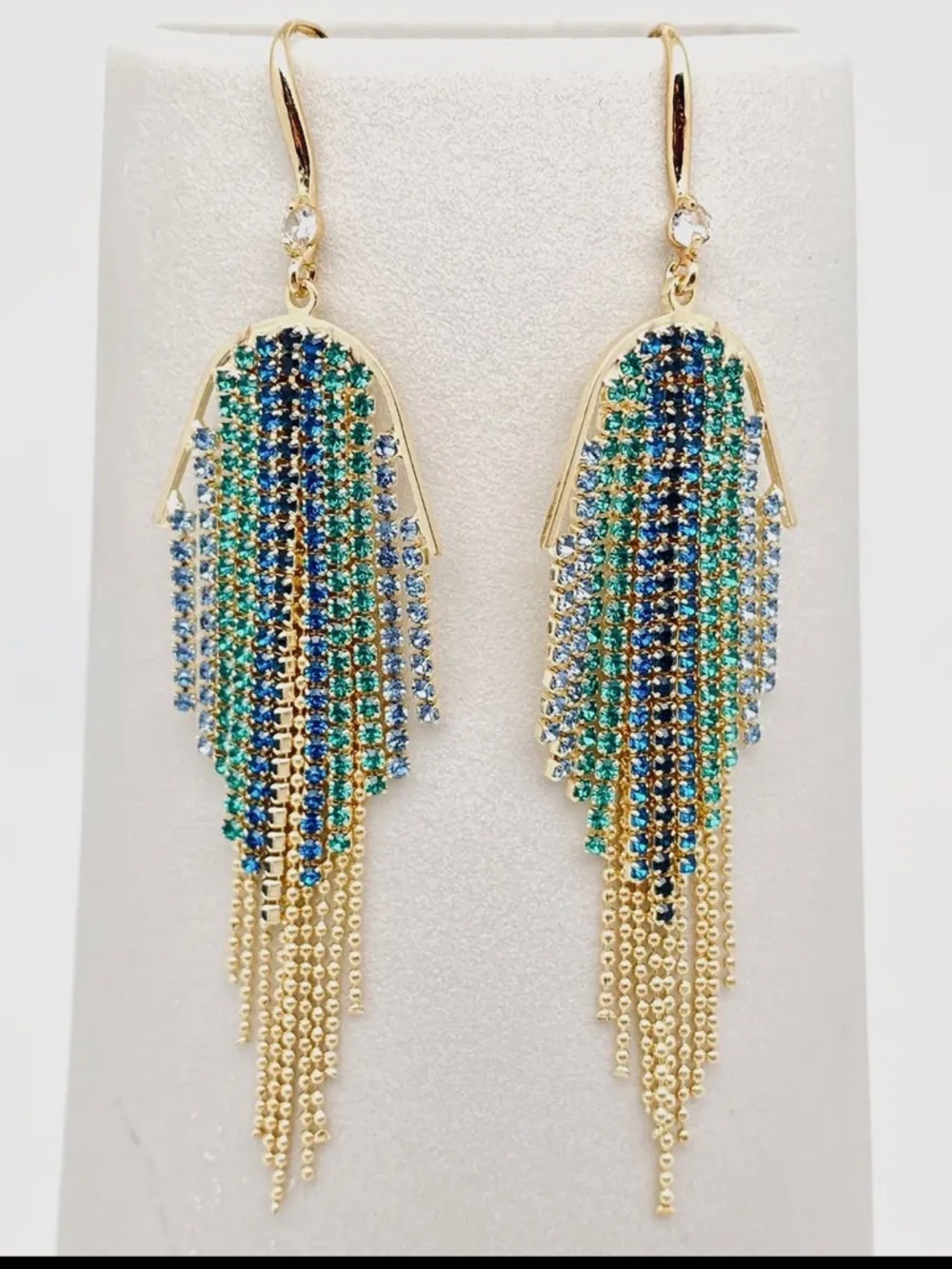 279. Sparkling colored rhinestones tassel dangle earrings